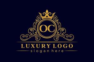 oc lettre initiale or calligraphique féminin floral monogramme héraldique dessiné à la main antique style vintage luxe logo design vecteur premium