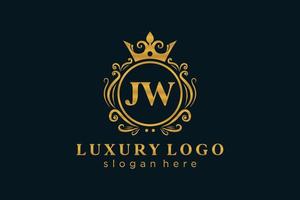 modèle de logo de luxe royal de lettre jw initial dans l'art vectoriel pour le restaurant, la royauté, la boutique, le café, l'hôtel, l'héraldique, les bijoux, la mode et d'autres illustrations vectorielles.