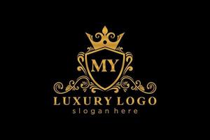 initiale ma lettre modèle de logo de luxe royal dans l'art vectoriel pour le restaurant, la royauté, la boutique, le café, l'hôtel, l'héraldique, les bijoux, la mode et d'autres illustrations vectorielles.