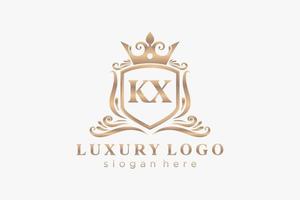 modèle initial de logo de luxe royal de lettre kx dans l'art vectoriel pour le restaurant, la royauté, la boutique, le café, l'hôtel, l'héraldique, les bijoux, la mode et d'autres illustrations vectorielles.