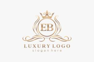 modèle initial de logo de luxe royal de lettre eb dans l'art vectoriel pour le restaurant, la royauté, la boutique, le café, l'hôtel, l'héraldique, les bijoux, la mode et d'autres illustrations vectorielles.