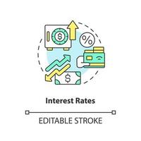 icône de concept de taux d'intérêt. bénéfice de l'entreprise. choisir l'illustration de la ligne mince de l'idée abstraite de la caisse de crédit. dessin de contour isolé. trait modifiable. vecteur