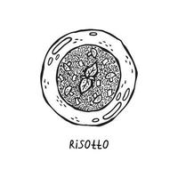 illustration vectorielle dessinée à la main de la cuisine italienne. Risotto vecteur