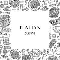 modèle vectoriel illustrations dessinées à la main de la cuisine italienne.