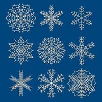 ensemble de neuf flocons de neige. éléments de décoration de noël et du nouvel an. illustration vectorielle. vecteur