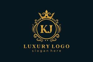 modèle initial de logo de luxe royal de lettre kj dans l'art vectoriel pour le restaurant, la royauté, la boutique, le café, l'hôtel, l'héraldique, les bijoux, la mode et d'autres illustrations vectorielles.