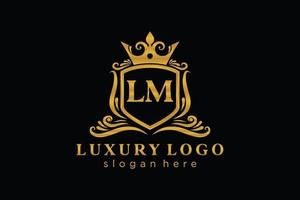 modèle initial de logo de luxe royal de lettre lm dans l'art vectoriel pour le restaurant, la royauté, la boutique, le café, l'hôtel, l'héraldique, les bijoux, la mode et d'autres illustrations vectorielles.