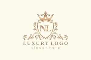 modèle de logo de luxe royal lettre initiale nl en art vectoriel pour restaurant, royauté, boutique, café, hôtel, héraldique, bijoux, mode et autres illustrations vectorielles.