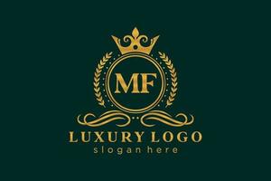 modèle initial de logo de luxe royal de lettre mf dans l'art vectoriel pour le restaurant, la royauté, la boutique, le café, l'hôtel, l'héraldique, les bijoux, la mode et d'autres illustrations vectorielles.