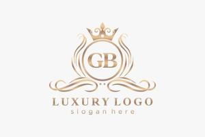 modèle initial de logo de luxe royal de lettre gb dans l'art vectoriel pour le restaurant, la royauté, la boutique, le café, l'hôtel, l'héraldique, les bijoux, la mode et d'autres illustrations vectorielles.
