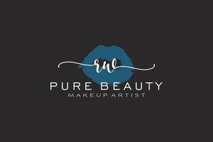 création initiale de logo préfabriqué pour les lèvres aquarelles rw, logo pour la marque d'entreprise de maquilleur, création de logo de boutique de beauté blush, logo de calligraphie avec modèle créatif. vecteur