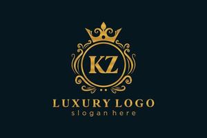 modèle initial de logo de luxe royal de lettre kz dans l'art vectoriel pour le restaurant, la royauté, la boutique, le café, l'hôtel, l'héraldique, les bijoux, la mode et d'autres illustrations vectorielles.