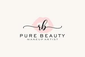 création initiale de logo préfabriqué pour les lèvres aquarelles rb, logo pour la marque d'entreprise de maquilleur, création de logo de boutique de beauté blush, logo de calligraphie avec modèle créatif. vecteur