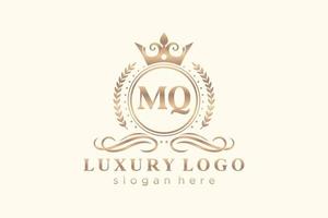 modèle initial de logo de luxe royal de lettre mq dans l'art vectoriel pour le restaurant, la royauté, la boutique, le café, l'hôtel, l'héraldique, les bijoux, la mode et d'autres illustrations vectorielles.