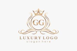 modèle initial de logo de luxe royal de lettre gg dans l'art vectoriel pour le restaurant, la royauté, la boutique, le café, l'hôtel, l'héraldique, les bijoux, la mode et d'autres illustrations vectorielles.