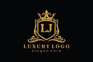 modèle initial de logo de luxe royal de lettre lj dans l'art vectoriel pour le restaurant, la royauté, la boutique, le café, l'hôtel, l'héraldique, les bijoux, la mode et d'autres illustrations vectorielles.