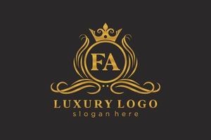 modèle de logo de luxe royal de lettre fa initiale dans l'art vectoriel pour le restaurant, la royauté, la boutique, le café, l'hôtel, l'héraldique, les bijoux, la mode et d'autres illustrations vectorielles.