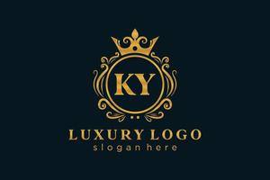 modèle initial de logo de luxe royal de lettre ky dans l'art vectoriel pour le restaurant, la royauté, la boutique, le café, l'hôtel, l'héraldique, les bijoux, la mode et d'autres illustrations vectorielles.