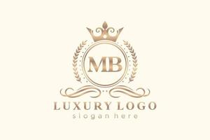 modèle initial de logo de luxe royal de lettre mb dans l'art vectoriel pour le restaurant, la royauté, la boutique, le café, l'hôtel, l'héraldique, les bijoux, la mode et d'autres illustrations vectorielles.