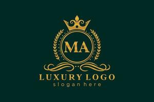 modèle de logo de luxe royal ma lettre initiale dans l'art vectoriel pour le restaurant, la royauté, la boutique, le café, l'hôtel, l'héraldique, les bijoux, la mode et d'autres illustrations vectorielles.