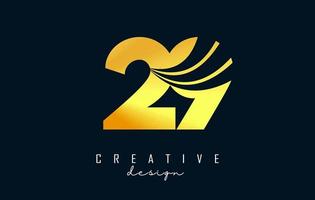 logo créatif doré numéro 29 2 9 avec lignes directrices et conception de concept de route. nombre avec un dessin géométrique. vecteur