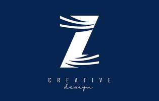 logo blanc lettre z avec lignes directrices et design d'espace négatif. lettre avec concept de coupes géométriques et créatives. vecteur