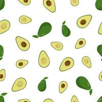 ensemble d'avocats à motif sans couture et moitiés avec un os. illustration vectorielle de fruits frais d'avocat. vecteur