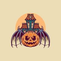 citrouille effrayante illustration rétro halloween vecteur