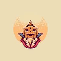 dracula citrouille halloween illustration rétro vecteur