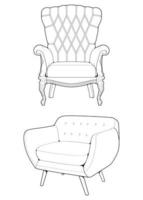 déclencher un illustrateur d'art en ligne de canapé ou de canapé. contour des meubles pour le salon. illustration vectorielle. vecteur