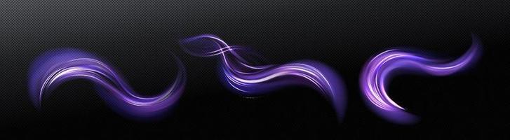 tourbillon magique au néon, effet de vent violet tourbillonnant vecteur
