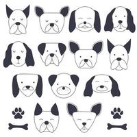 collection d'expressions faciales de différentes races de chiens. style bébé mignon, adapté aux nouveau-nés vecteur