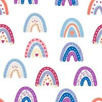 motif arc-en-ciel sans couture dans des couleurs pastel. illustration dessinée à la main de bébé scandinave pour les textiles et les vêtements pour nouveau-nés. vecteur