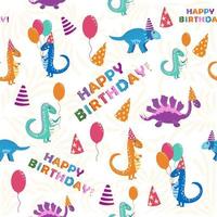 modèle sans couture avec joyeux anniversaire de dinosaures mignons vecteur