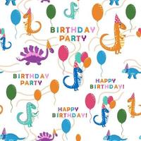 modèle sans couture avec joyeux anniversaire de dinosaures mignons vecteur