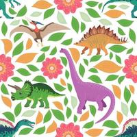 motif de dinosaure doodle. impression de dragon textile sans couture, fond de tissu enfantin à la mode, dinosaures de dessin animé. vecteur