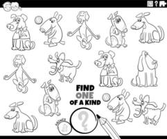 une tâche unique avec une page de coloriage de chiens de dessin animé drôle vecteur