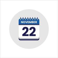 icône de la date du calendrier. icône du jour du mois. date du programme de l'événement. l'heure du rendez-vous. agenda du planificateur, calendrier du mois de novembre et planificateur de temps. rappel du jour. icône de vecteur