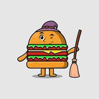 illustration de style burger en forme de sorcière de dessin animé vecteur