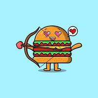 burger cupidon romantique dessin animé mignon avec amour vecteur