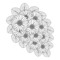 camomille et fleur de marguerite conception de pages à colorier avec graphique vectoriel d'art en ligne détaillé