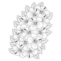 illustration de page de coloriage de fleur rose de sharon avec trait d'art en ligne de dessin à la main noir et blanc vecteur