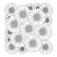 camomille et fleur de marguerite conception de pages à colorier avec graphique vectoriel d'art en ligne détaillé