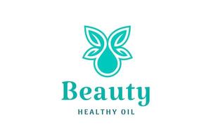 logo feuille et gouttelette dans un style élégant et moderne pour la beauté et la santé vecteur