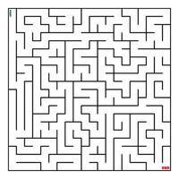 labyrinthe coloriage trouver le bon chemin vers la solution. labyrinthe carré ligne noire sur fond blanc vecteur