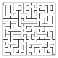 labyrinthe coloriage trouver le bon chemin vers la solution. labyrinthe carré ligne noire sur fond blanc vecteur