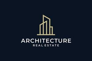 concept de conception de logo de service d'investissement immobilier d'architecture vecteur