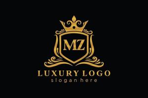 modèle initial de logo de luxe royal lettre mz en art vectoriel pour restaurant, royauté, boutique, café, hôtel, héraldique, bijoux, mode et autres illustrations vectorielles.