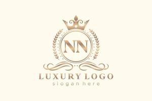 modèle initial de logo de luxe royal de lettre nn dans l'art vectoriel pour le restaurant, la royauté, la boutique, le café, l'hôtel, l'héraldique, les bijoux, la mode et d'autres illustrations vectorielles.