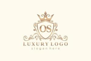 modèle de logo de luxe royal de lettre os initiale dans l'art vectoriel pour le restaurant, la royauté, la boutique, le café, l'hôtel, l'héraldique, les bijoux, la mode et d'autres illustrations vectorielles.